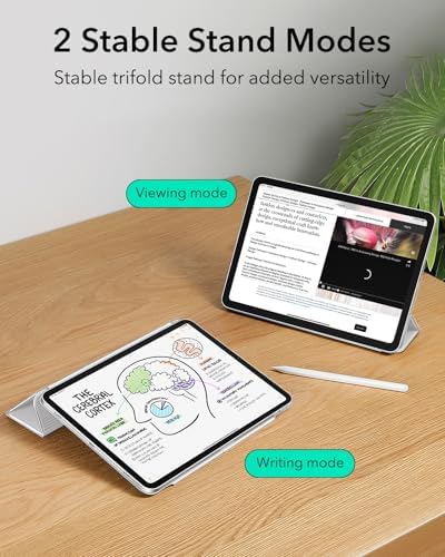 ESR for iPad Air 13 Inch Case M3/M2  2025/2024   iPad Pro 12 9 6th/5th/4th Gen  Powerful Magnetic Attachment  Slim Trifold Stand Case  Supports Pencil Pro & Pencil  USB C   Rebound Series  Black