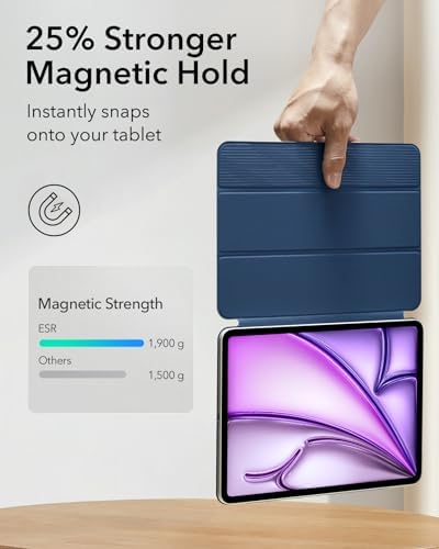 ESR for iPad Air 13 Inch Case M3/M2  2025/2024   iPad Pro 12 9 6th/5th/4th Gen  Powerful Magnetic Attachment  Slim Trifold Stand Case  Supports Pencil Pro & Pencil  USB C   Rebound Series  Black