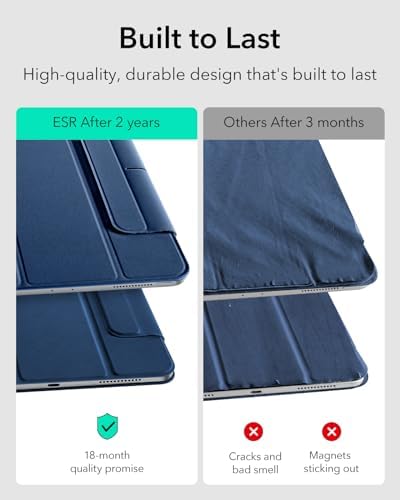ESR for iPad Air 13 Inch Case M3/M2  2025/2024   iPad Pro 12 9 6th/5th/4th Gen  Powerful Magnetic Attachment  Slim Trifold Stand Case  Supports Pencil Pro & Pencil  USB C   Rebound Series  Black