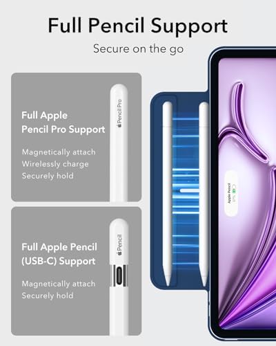 ESR for iPad Air 13 Inch Case M3/M2  2025/2024   iPad Pro 12 9 6th/5th/4th Gen  Powerful Magnetic Attachment  Slim Trifold Stand Case  Supports Pencil Pro & Pencil  USB C   Rebound Series  Black