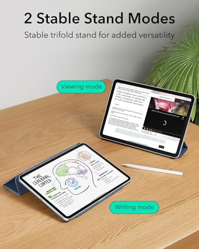 ESR for iPad Air 13 Inch Case M3/M2  2025/2024   iPad Pro 12 9 6th/5th/4th Gen  Powerful Magnetic Attachment  Slim Trifold Stand Case  Supports Pencil Pro & Pencil  USB C   Rebound Series  Black
