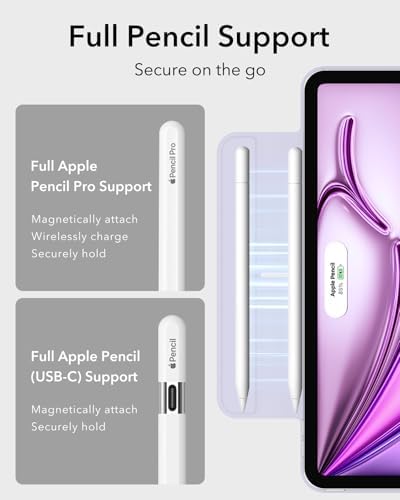 ESR for iPad Air 13 Inch Case M3/M2  2025/2024   iPad Pro 12 9 6th/5th/4th Gen  Powerful Magnetic Attachment  Slim Trifold Stand Case  Supports Pencil Pro & Pencil  USB C   Rebound Series  Black