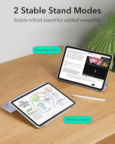 ESR for iPad Air 13 Inch Case M3/M2  2025/2024   iPad Pro 12 9 6th/5th/4th Gen  Powerful Magnetic Attachment  Slim Trifold Stand Case  Supports Pencil Pro & Pencil  USB C   Rebound Series  Black