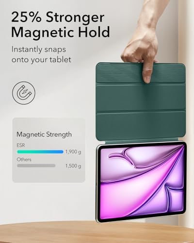 ESR for iPad Air 13 Inch Case M3/M2  2025/2024   iPad Pro 12 9 6th/5th/4th Gen  Powerful Magnetic Attachment  Slim Trifold Stand Case  Supports Pencil Pro & Pencil  USB C   Rebound Series  Black