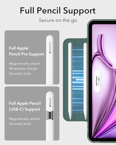 ESR for iPad Air 13 Inch Case M3/M2  2025/2024   iPad Pro 12 9 6th/5th/4th Gen  Powerful Magnetic Attachment  Slim Trifold Stand Case  Supports Pencil Pro & Pencil  USB C   Rebound Series  Black