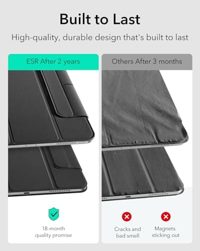 ESR for iPad Air 13 Inch Case M3/M2  2025/2024   iPad Pro 12 9 6th/5th/4th Gen  Powerful Magnetic Attachment  Slim Trifold Stand Case  Supports Pencil Pro & Pencil  USB C   Rebound Series  Black