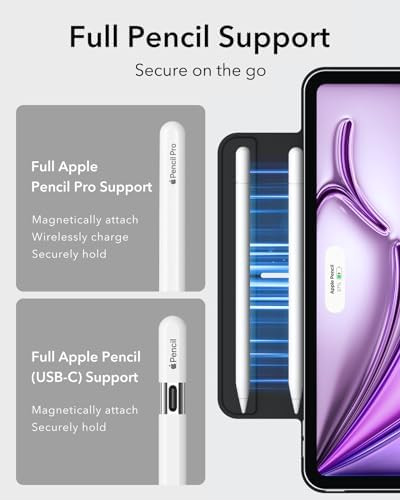 ESR for iPad Air 13 Inch Case M3/M2  2025/2024   iPad Pro 12 9 6th/5th/4th Gen  Powerful Magnetic Attachment  Slim Trifold Stand Case  Supports Pencil Pro & Pencil  USB C   Rebound Series  Black