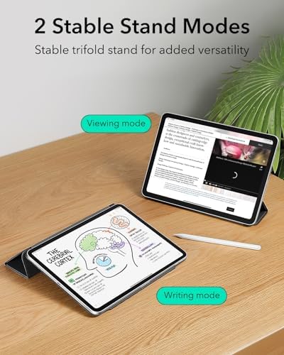 ESR for iPad Air 13 Inch Case M3/M2  2025/2024   iPad Pro 12 9 6th/5th/4th Gen  Powerful Magnetic Attachment  Slim Trifold Stand Case  Supports Pencil Pro & Pencil  USB C   Rebound Series  Black