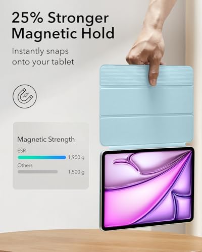 ESR for iPad Air 13 Inch Case M3/M2  2025/2024   iPad Pro 12 9 6th/5th/4th Gen  Powerful Magnetic Attachment  Slim Trifold Stand Case  Supports Pencil Pro & Pencil  USB C   Rebound Series  Black