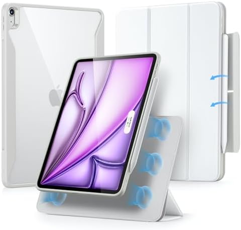 ESR for iPad Air 13 Inch Case M4/M3/M2  2026/2025/2024  with Pencil Holder  Removable Magnetic Cover  Vertical Stand  Fully Supports Pencil Pro and Pencil USB C   Rebound 360 Series  Black