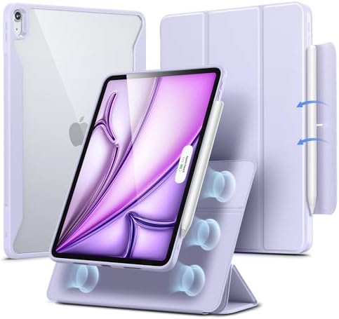 ESR for iPad Air 13 Inch Case M4/M3/M2  2026/2025/2024  with Pencil Holder  Removable Magnetic Cover  Vertical Stand  Fully Supports Pencil Pro and Pencil USB C   Rebound 360 Series  Black