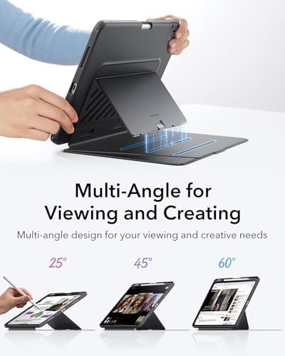 ESR for iPad Air 13 Inch Case M4/M3/M2  2026/2025/2024   Vertical Stand Cover  Multi Stand Angles  Ultra Stable Case with Pencil Holder  Flip Series  Black