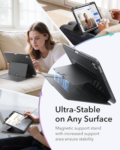 ESR for iPad Air 13 Inch Case M4/M3/M2  2026/2025/2024   Vertical Stand Cover  Multi Stand Angles  Ultra Stable Case with Pencil Holder  Flip Series  Black
