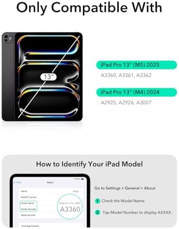 ESR for iPad Pro 13 Case with Keyboard  M5/M4  2025/2024   Magnetic Detachable Keyboard  Portrait/Landscape Modes  Large Click Anywhere Trackpad  Backlit Keys  Shift Series  Dark Gray
