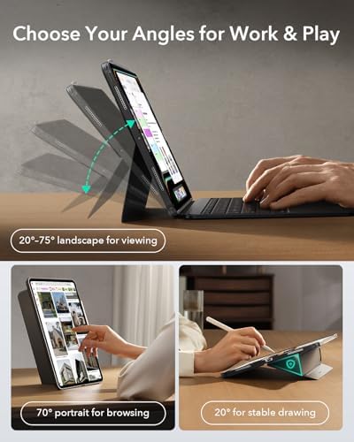 ESR for iPad Pro 13 Case with Keyboard  M5/M4  2025/2024   Magnetic Detachable Keyboard  Portrait/Landscape Modes  Large Click Anywhere Trackpad  Backlit Keys  Shift Series  Dark Gray