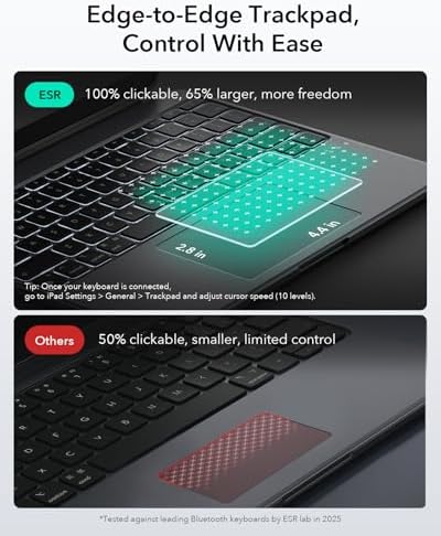 ESR for iPad Pro 13 Case with Keyboard  M5/M4  2025/2024   Magnetic Detachable Keyboard  Portrait/Landscape Modes  Large Click Anywhere Trackpad  Backlit Keys  Shift Series  Dark Gray
