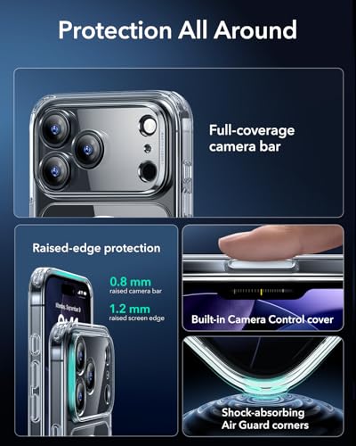 ESR for iPhone 17 Pro Case  Camera Control  Compatible with MagSafe  Shockproof Military Grade Protection  Magnetic Phone Case for iPhone 17 Pro  Classic Hybrid Case  Clear