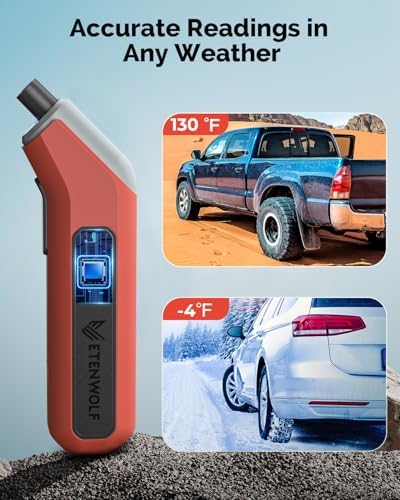 ETENWOLF T300 Digital Tire Pressure Gauge 3 200 PSI  Industrial Tire Gauge Calibrated to ANSI B40 7 Grade 2A Plus Minus 0 5    Replaceable AAA Batteries  Vivid Orange