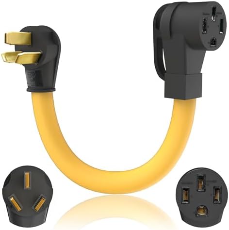 ETL Listed NEMA 10 50P to 14 50R 50 amp 3 Prong Dryer Plug EV Charger Adapter Heavy Duty 6 AWG Cord Compatible with Tesla Gen 2 Power Cord Adapter with Grip Handle 1 Foot