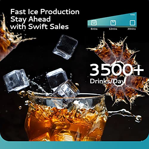 EUHOMY Commercial Ice Maker Machine 400Lbs/24H  SECOP Compressor&ETL Approval  Industrial Ice Machine  250Lbs Storage  Ice Ready in 11 20min  Stainless Steel Ice Maker for Bar/Cafe/Restaurant/Business