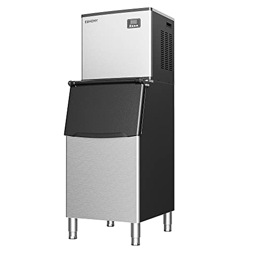 EUHOMY Commercial Ice Maker Machine 400Lbs/24H  SECOP Compressor&ETL Approval  Industrial Ice Machine  250Lbs Storage  Ice Ready in 11 20min  Stainless Steel Ice Maker for Bar/Cafe/Restaurant/Business