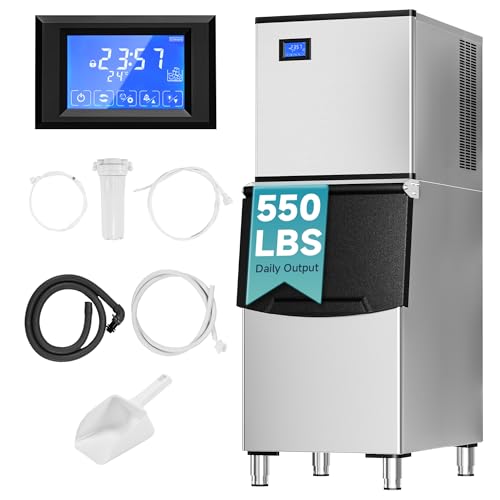 EUHOMY Commercial Ice Maker Machine 400Lbs/24H ETL Approval  Industrial Ice Machine  250Lbs Storage  Ice Ready in 11 20min  Stainless Steel Ice Maker for Bar/Cafe/Restaurant/Business