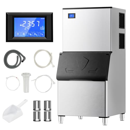 EUHOMY Commercial Ice Maker Machine 400Lbs/24H ETL Approval  Industrial Ice Machine  250Lbs Storage  Ice Ready in 11 20min  Stainless Steel Ice Maker for Bar/Cafe/Restaurant/Business