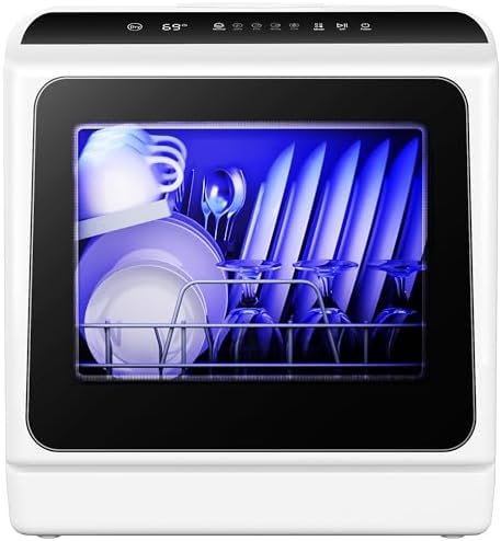EUHOMY Countertop Dishwasher Portable with 6 Programs  5L Built in Water Tank for Apartments & RV  167  High Temp  No Hookup Needed  Mini Dishwasher with Baby Care  Air Dry/Quick/ECO/Fruit/Normal Mode