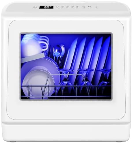 EUHOMY Countertop Dishwasher Portable with 6 Programs  5L Built in Water Tank for Apartments & RV  167  High Temp  No Hookup Needed  Mini Dishwasher with Baby Care  Air Dry/Quick/ECO/Fruit/Normal Mode