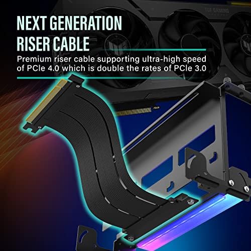 EZDIY FAB PCIe 4 0 GPU Mount Bracket with ARGB LED Module  Multi Angle Adjustment with Riser Cable  Compatible to RTX4090  4080  4070ti  Black