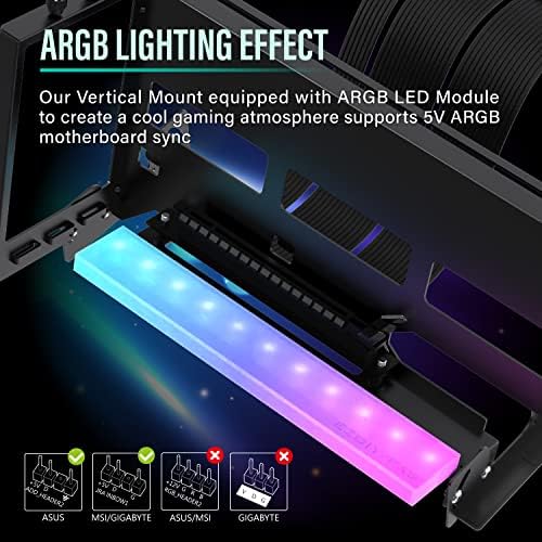 EZDIY FAB PCIe 4 0 GPU Mount Bracket with ARGB LED Module  Multi Angle Adjustment with Riser Cable  Compatible to RTX4090  4080  4070ti  Black