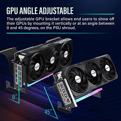 EZDIY FAB PCIe 4 0 GPU Mount Bracket with ARGB LED Module  Multi Angle Adjustment with Riser Cable  Compatible to RTX4090  4080  4070ti  Black