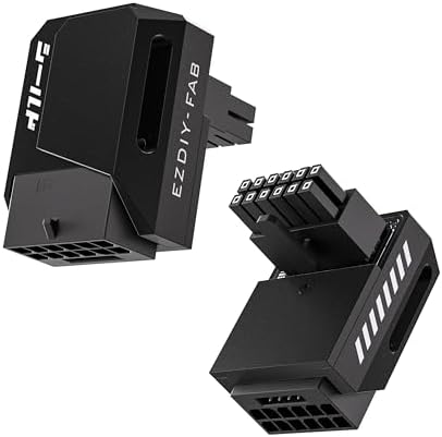 EZDIY-FAB Adaptador PCIe 5.1 – 600 W 12+4 pines, conector de alimentación GPU de 16 pines 12VHPWR, adaptador de GPU de 12 V-2x6, ángulo recto de 90 grados, compatible con RTX 3090Ti, 4070Ti, 4080