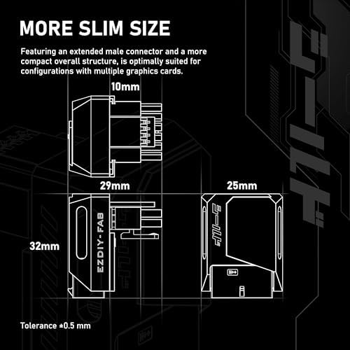 EZDIY-FAB Adaptador PCIe 5.1 – 600 W 12+4 pines, conector de alimentación GPU de 16 pines 12VHPWR, adaptador de GPU de 12 V-2x6, ángulo recto de 90 grados, compatible con RTX 3090Ti, 4070Ti, 4080