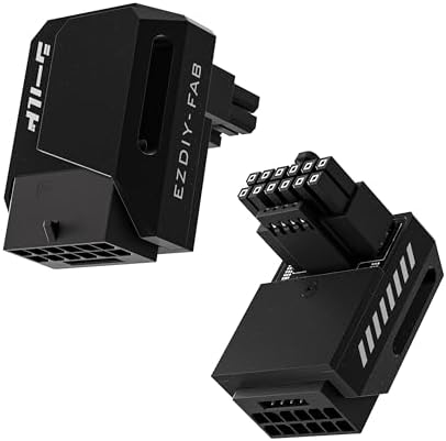 EZDIY-FAB Adaptador PCIe 5.1 – 600 W 12+4 pines, conector de alimentación GPU de 16 pines 12VHPWR, adaptador de GPU de 12 V-2x6, ángulo recto de 90 grados, compatible con RTX 3090Ti, 4070Ti, 4080