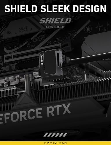 EZDIY-FAB Adaptador PCIe 5.1 – 600 W 12+4 pines, conector de alimentación GPU de 16 pines 12VHPWR, adaptador de GPU de 12 V-2x6, ángulo recto de 90 grados, compatible con RTX 3090Ti, 4070Ti, 4080