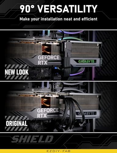 EZDIY-FAB Adaptador PCIe 5.1 – 600 W 12+4 pines, conector de alimentación GPU de 16 pines 12VHPWR, adaptador de GPU de 12 V-2x6, ángulo recto de 90 grados, compatible con RTX 3090Ti, 4070Ti, 4080