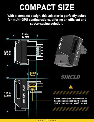 EZDIY-FAB Adaptador PCIe 5.1 – 600 W 12+4 pines, conector de alimentación GPU de 16 pines 12VHPWR, adaptador de GPU de 12 V-2x6, ángulo recto de 90 grados, compatible con RTX 3090Ti, 4070Ti, 4080