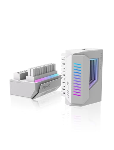EZDIY FAB Shield 24 Pin Angle Adapter with Infinity Mirror ARGB Light ATX 24 Pin Power Connector  5V 3pin ARGB Sync 180 Degree White 1 Pack