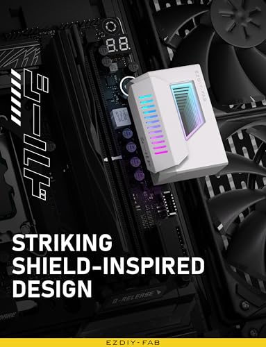 EZDIY FAB Shield 24 Pin Angle Adapter with Infinity Mirror ARGB Light ATX 24 Pin Power Connector  5V 3pin ARGB Sync 180 Degree White 1 Pack