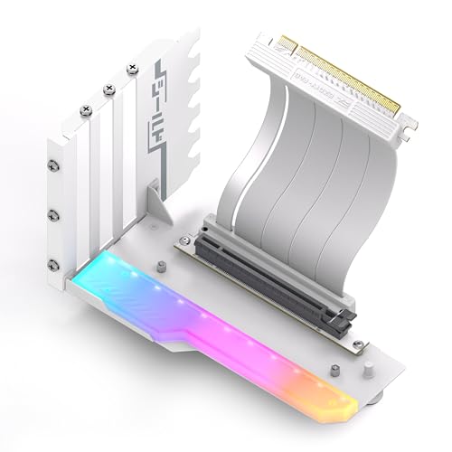 EZDIY FAB Vertical GPU Mount with High Speed PCIE 4 0 Riser Cable  ARGB Module  115mm/4 52in Flexible Extension  90 Degree Connector  Only Compatible to Full Opened PCIe Slots White YIHPI344 3