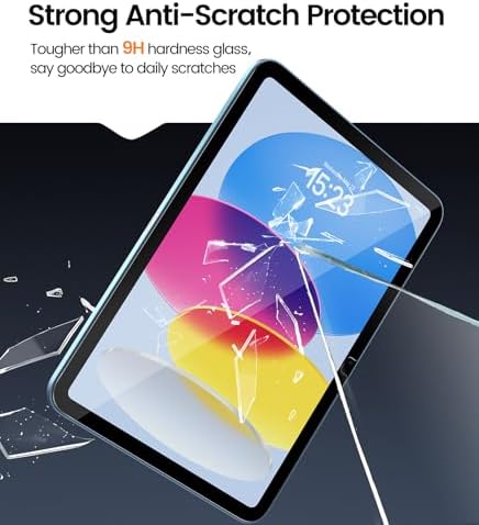 EZ GLAZ 2 Pack for iPad A16 2025 11th  11 Inch  / 10th Gen 2022  10 9 Inch  Screen Protector  Military Grade Shatterproof  9H  Tempered Glass with Installation Box  Anti Scratch  Apple Pencil Compatible  HD Clarity  Bubble Free
