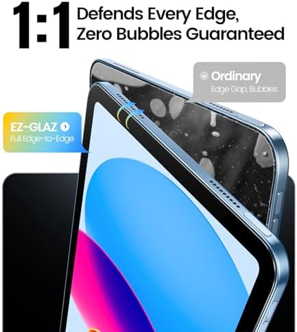 EZ GLAZ 2 Pack for iPad A16 2025 11th  11 Inch  / 10th Gen 2022  10 9 Inch  Screen Protector  Military Grade Shatterproof  9H  Tempered Glass with Installation Box  Anti Scratch  Apple Pencil Compatible  HD Clarity  Bubble Free