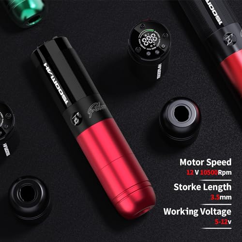 EZ Tattoo Kit   Tattoo Gun Kit Complete with Rotary Tattoo Machine Pen  Extra 1500mAh Battery Power Supply  20Pcs Tattoo Needles and 8 Color Inks for Tattoo Beginners and Artists  Filter Fr Red