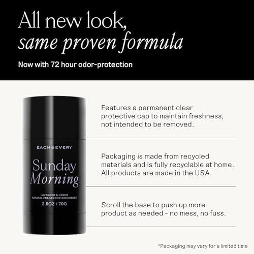 Each & Every Aluminum Free Deodorant for Women & Men   All Natural Deodorant for Sensitive Skin  EWG Verified   Clean  Baking Soda Free  Plant Based Fragrance  Lavender & Lemon  2 5oz  3 Pack