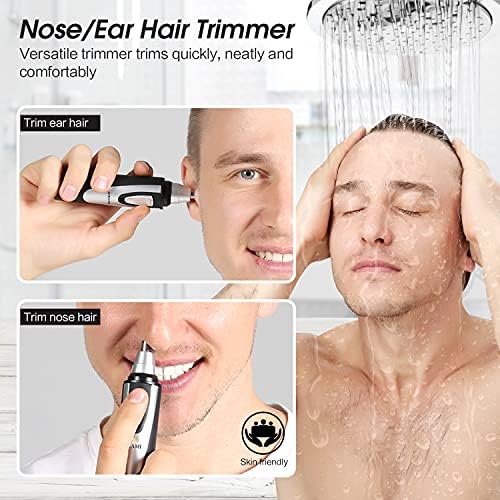 Ear and Nose Hair Trimmer Clipper   2025 Professional Painless Eyebrow & Facial Hair Trimmer for Men Women  Battery Operated Trimmer with IPX7 Waterproof  Dual Edge Blades for Easy Cleansing Black