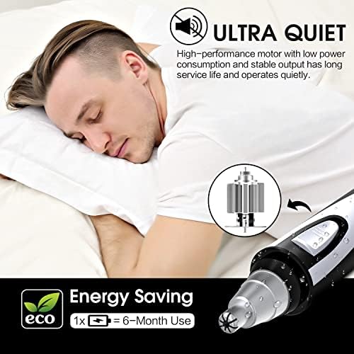 Ear and Nose Hair Trimmer Clipper   2025 Professional Painless Eyebrow & Facial Hair Trimmer for Men Women  Battery Operated Trimmer with IPX7 Waterproof  Dual Edge Blades for Easy Cleansing Black