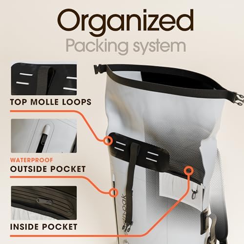 Earth Pak Waterproof Backpack   Heavy Duty Hiking Backpack   Roll Top Closure Bag   Cushioned Dry Bag Waterproof Phone Case