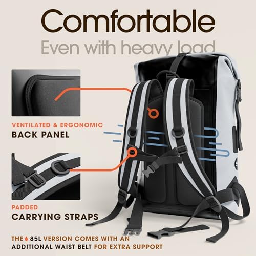 Earth Pak Waterproof Backpack   Heavy Duty Hiking Backpack   Roll Top Closure Bag   Cushioned Dry Bag Waterproof Phone Case