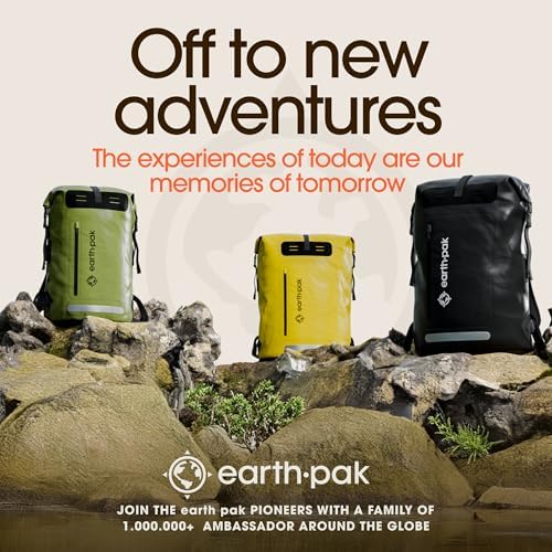 Earth Pak Waterproof Backpack   Heavy Duty Hiking Backpack   Roll Top Closure Bag   Cushioned Dry Bag Waterproof Phone Case